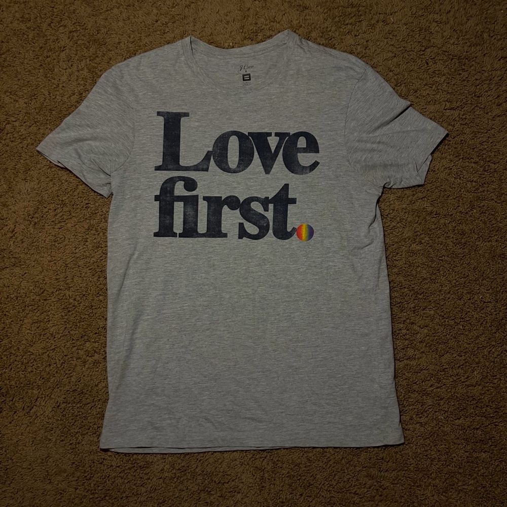 J. Crew Light Gray 'Love First' Tee